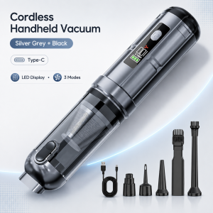 Cordless Handheld Vacuum Cleaner 15000Pa Car Vacuum 3-in-1 Vacuum Blower & Inflator Brushless Motor LED Display 3 Speeds Type-C Rechargeable
