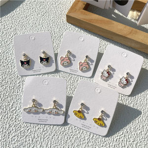 Sanrio Hello Kitty Girls Stud Earrings Kuromi My Melody Cinnamoroll Silver Needle Earrings Cute Cartoon Fashion Earrings Best Friend Girl Birthday Gifts