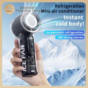 【HRFS】 Personal Handheld Fan with Turbo Airflow 3000mAh Rechargeable Battery LED Light Small and Lightweight for Outdoor Use