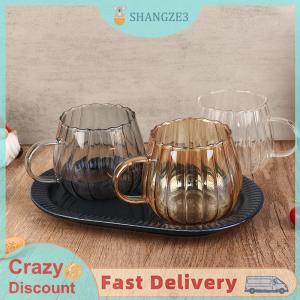 【SHANGZE3】 แก้วมักทนความร้อนพร้อมหูจับถ้วยนมอาหารเช้าแก้วกาแฟลายฟักทองสำหรับใช้ในบ้านสำนักงานน่ารัก