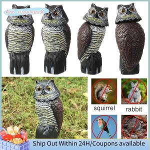 ART SUPPLIESX Plastic For Garden Yard Nighthawk Sculpture Outdoor Bird Deterrent Pest Control With Rotating Head Fake Owl Decoy