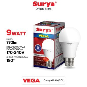 Surya Vega 9 Watt Bohlam LED Lampu Rumah Super Terang Cool Daylight Putih