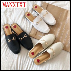 MANXIXI Fashion Beautiful Mules Sandals Flat Slippers Love Pattern Shoes For Women (34-41 Size)