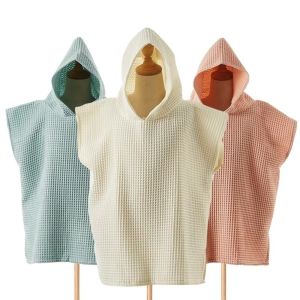 CLARO Bông Khăn tắm cho bé Bánh waffle Có mũ trùm đầu Chăn choàng em bé Thời trang Bé trai Bé gái Khăn tắm biển Đồ dùng cho trẻ sơ sinh