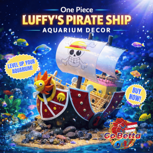 🇸🇬 Aquarium Decoration Pirate Ship DIY | Anime-Inspired Ship Ornament for Fish Tank Aquascape | Handmade Wood & PVC Aquarium Decor | Large 55cm Display Ornament for Freshwater Aquariums | Premium Local Craft | Natural Look