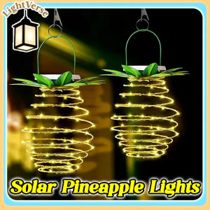 Solar Pineapple Lantern LED Warm White Hanging Lights Waterproof Copper Wire Art Lamp for Garden Yard Festival Decoration