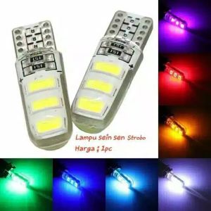 (BISA COD) SEPASANG LAMPU SENJA SEN T10 6LED 12 VOLT KEDIP MOTOR / MOBIL
