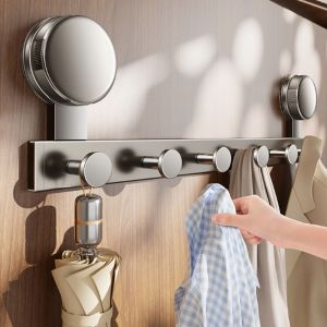 ROBERTA 4/5/6 Hooks Suction Cup Door Hook Metal Rust-proof Wall Hook Row Hook Strong Load-bearing Robe Hook Home Decor