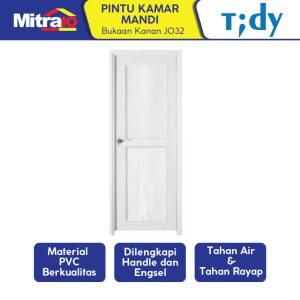 Tidy Pintu Kamar Mandi Pvc + Handle Bukaan Kanan J032 71X195 Cm Putih - Proteksi Ganda Extra Bubble Wrap