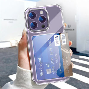 Luxury Transparent Wallet Card Slots Holder Phone Case For iPhone 16 15 14 Pro Max 13 12 11 XR X 8 7 Plus HD Acrylic Clear Cover