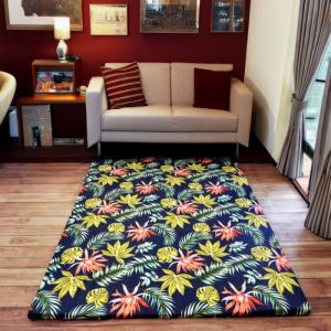 Kasur Karpet Lantai Motif Bunga Isi Busa Kuning 200x150cm LP