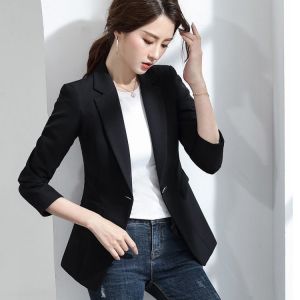 Niceccy 2023 Pink Blazer Autumn Western Style Fashion Business Formal Slim Fit Solid Color Button Blazers for Women