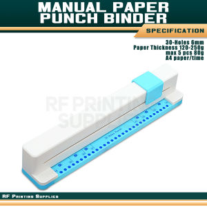 RF Printing - Manual Punch 30-Hole Paper Binder - 5-Sheet Max
