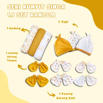 Bedong Bayi 4 in 1 set Topi Dan Sarung Tangan Bayi 1pcs HEMAT
