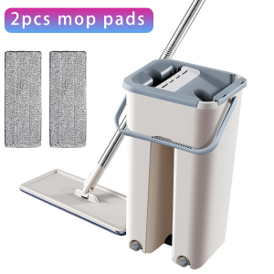 🔥 Mop For Floor With Spinner On Sale 360 2 in1 Self-Wash Cleaning Wet and Dry Floor Mop with Squeeze Bucket Microfiber Lazy Mop Self Clean Lazy Hand Free Wash Stainless Steel Automatic Broom Flat Mop Cleaning Tool Kit For household Home Kitchen