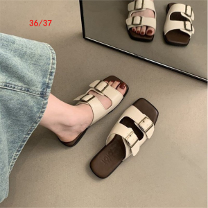 1 Pair Women Summer Flat Slippers Retro Style Breathable Comfortable Beach Shoes Double Strap Design Outside Wearing Sandals
