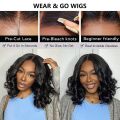 5x5 Wear and Go Glueless Bob Wig Human Hair Pre Plucked Pre Cut Glueless Wigs for Black Women Body Wave Lace Front Wigs Human Hair No Glue Lace Closure Wig for Beginners 180% Density 12 Inch. 