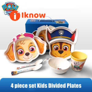 I Know 4 Piece Set Kids Divided Plates PAW Patrol Chase Rocky Rubble & Skye