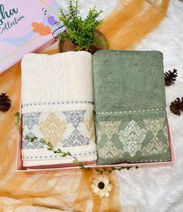 Handuk Bordir Couple Handuk Mandi Dewasa Jumbo Terry Plamer Free Box Premium Dan Gift Card Cocok buat Seserahan Siraman Wedding Anniversary Birthday Gift dll
