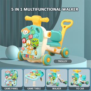 Baby hand push baby walker anti-O-legs multi-functional anti-rollover baby can sit 5 in 1 learning walking walker toys