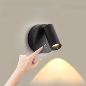 Now simple rechargeable LED wall light touch light wireless spotlight 360 ° rotating living room bedroom bedside reading lighting