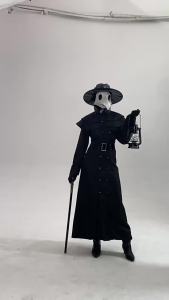 Halloween Medieval Hooded Robe Plague Doctor Costume Hat for Men Monk Cosplay Steampunk Priest Horror Wizard Cloak Cape