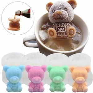 3D Teddy Bear Coffee Mold Silicone Ice Cube Maker Mould DIY Drink Juice Ice Cream Chocolate Cake Mold Baking Accessories
