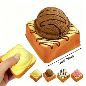 1pc Simulated Toast Toast Ice Cream Squishy Bread Slow Rebound Squeeze Fidget Toy Soft Stress Anxiety Relief Sensory Toy Party Gift