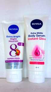 (Paket Siang & Malam) Paket Nivea Body Serum Care & Protect 180 ml dan Night Nourish 180 ml - Paket Siang Malam Nivea