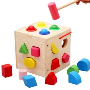 Đồ chơi hộp thả khối đập bóng thả hình đồ chơi đập bóng thả hình khối gỗ rèn kĩ năng vận động thể chất cho bé