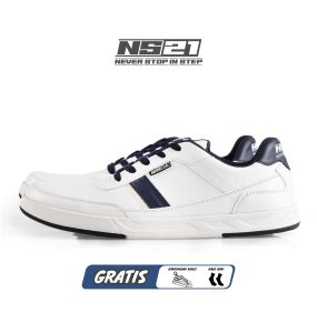 Sepatu Pria Dewasa Putih Maroon Aesthetic Keren Terbaru NS21