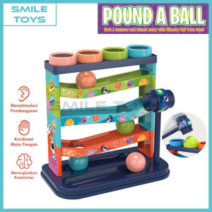 Smile - Mainan Edukasi Anak Pound A Ball YE 3 - Mainan Anak Pukul Bola Seluncur Warna Warni