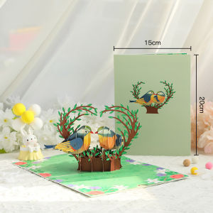 3D Pop Up Lover Card Couple Birds Valentines Day Flower Card Wedding Anniversary Greeting Cards Love You Card for Girlfriend Boyfriend Wife