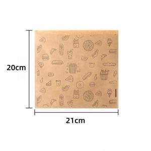 50Pcs Kraft Greaseproof Paper Bag Disposable Fried Chicken Wrapper Pouch for Takeout Food Stall