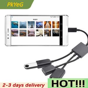 PkYeG 3 In1 Micro USB OTG Adapter Cable Micro USB Male To USB Female Adapter USB Hub For Smartphone Computer Tablet 3 Port