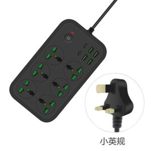 6 WAY Extension Power Universal Socket Multi-function USB Multiplug Socket British Standard UK 3pin Plug Household American US 2pin Power Strips Board Smart Type C Travel with Switch Usb C 2 Meter Cable Cord Wall Safety International Extension Cord 排插座接线板