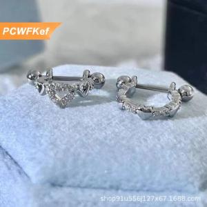 【PCWFKef】 1Piece New Hollow ra tình yêu hình khuyên tai xương móng tay thời trang tinh tế Bông tai cho phụ nữ Y2K Punk đồ trang sức