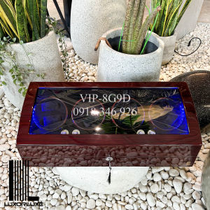 Hộp xoay đồng hồ cơ xoay 8 trưng bày 9 vân gỗ ruột nỉ đen