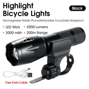 WEST BIKING 2000Lumens Bike Light USB Rechargeable LED Bicycle Light Zoomable Bike Flashlight Cycling Headlight Bike Accessories