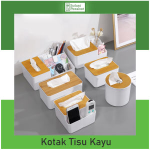 Tempat Tisu Rak Kayu Plastik / Kotak Tissue Box Elegan Model Organizer Make Up