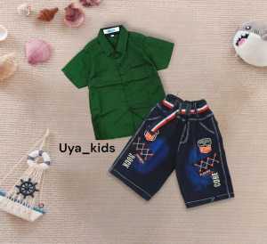 SETELAN TERBARU 2023 kemeja polos terlaris lengan pendek celana jeans pendek untuk usia 1 tahun sampai 4 tahun termurah//pakaian anak polos casual terkini bisa cod//celana jeans atasan kemeja lengan pendek//setelan kemeja anak cowok lengan pendek