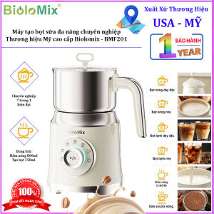 HÀNG CHÍNH HÃNG - Máy tạo bọt sữa đa năng chuyên nghiệp 7 trong 1. Thương hiệu Mỹ cao cấp Biolomix - BMF201