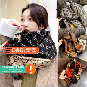 JILBAB SHAWL PASHMINA MOTIF BRANDED LUXURY BRANDED - Kerudung Wanita