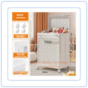 【Pure Care】 Free Installation Toys Storage Box with Lid & Movable Laundry Basket Plush Doll Organizer For Kids