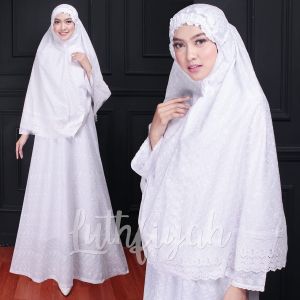 Gamis Katun Putih / Stelan Gamis Bergo Putih / Gamis Katun Jepang