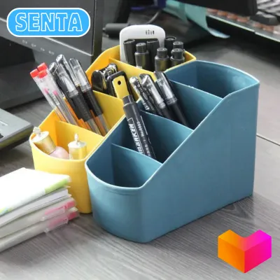 Senta - Rak Meja Atk Alat Tulis Pena Pensil Spidol 4 Sekat / Rak Meja Serbaguna Kotak Atk / Tempat Alat Tulis / Organizer Meja Kotak Laci Susun