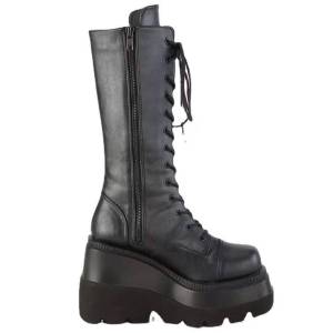 Winter Buckle Ankle Boots Women Punk Thick Sole Motorcycle Riding Boots Wedge PU Womens Boots Plus Size Womens Boots