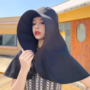 accessories for women hat cap summer hat for sun protection 防晒帽 DRESSPLUS Wide Brim Shawl Fisherman Hat Sunscreen UV Anti Mountaineering Hat Foldable Neck Protection Women Sun Hat Famale