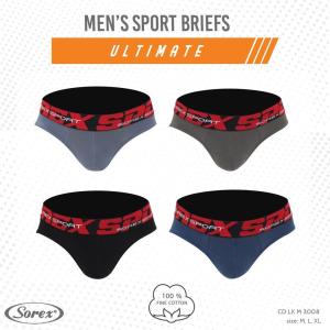 Celana Dalam Pria Laki Laki Model Segitiga SOREX SPORT M 3008 ( 1 BOX ISI 3 ) / Sempak Dalaman 100% Cotton Size S M L XL