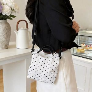 Nylon Polka Dot Shoulder Bag Multi-Color Lightweight Crossbody Bucket Bag Drawstring Closure Korean Style Female Tote Bag